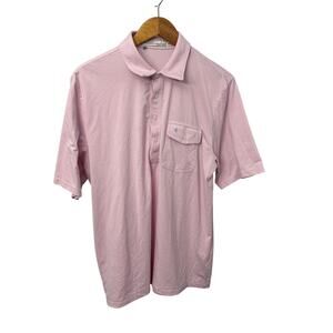 Criquet Polo Shirt Men's Large Pink Preppy Casual Vacation Golf Polyester Blend